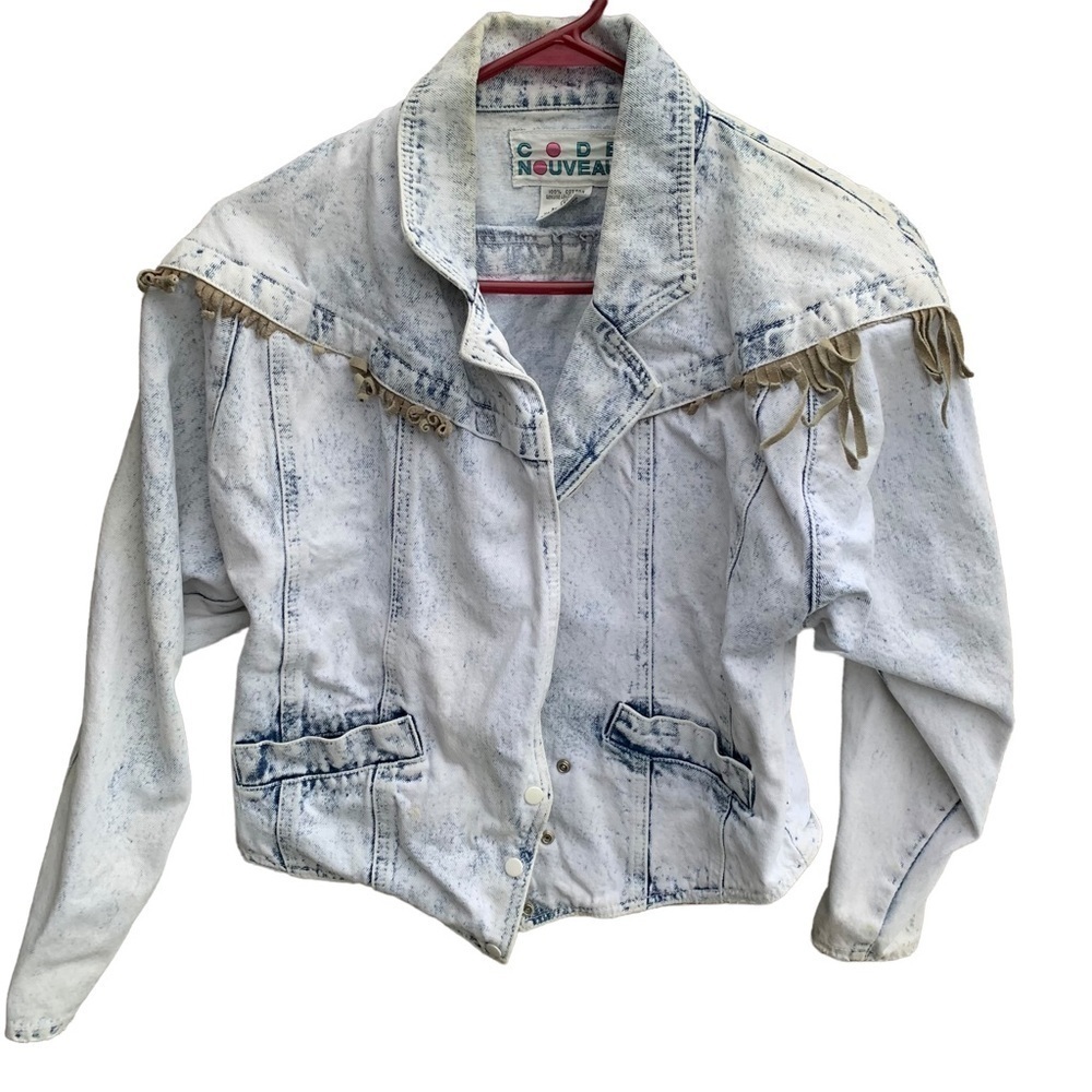 Vintage Acid Wash Blue Jean Denim Jacket Women’s Size Small